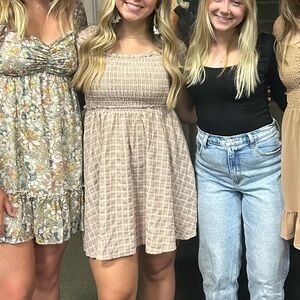 MABLE tan gingham dress